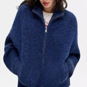Urbanoutfitters | UO Finn Funnel Neck Zip-Through Cardigan | NWT | Navy